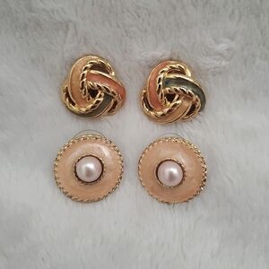 Two Sets of Vintage Goldtone Pierced Earrings